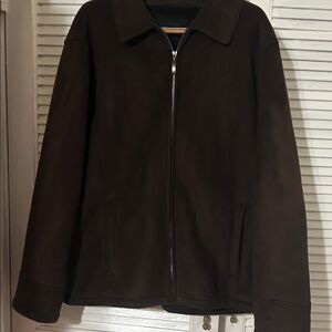 Men's Faux Suede Zipper Brown Jacket
